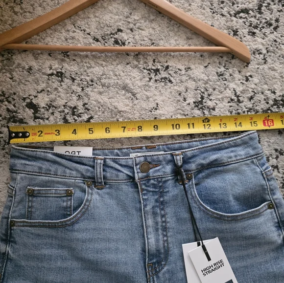 OAT Highrise Straight Jeans Raw Hem Womens 6/28 NWT Light Wash Blue Western Boho - Picture 4 of 7